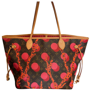 Louis Vuitton neverfull brown cloth handbag