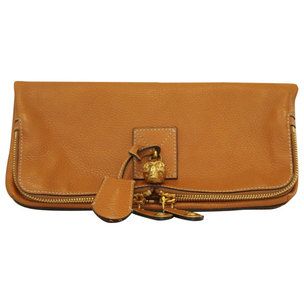 Alexander Mcqueen skull brown leather clutch bag – Luxify