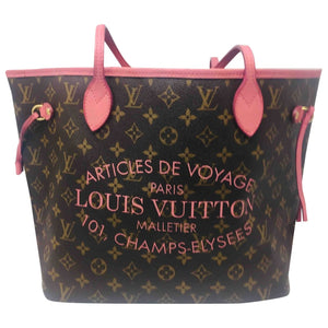 Louis Vuitton neverfull brown cloth handbag