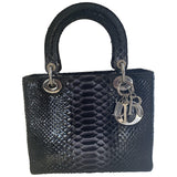 Dior lady dior black python handbag