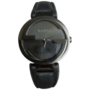 Gucci interlocking black steel watch