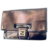 Fendi black leather clutch bag