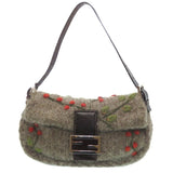 Fendi baguette grey wool handbag