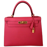 Hermès kelly 28 pink leather handbag