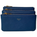 Celine trio blue leather clutch bag