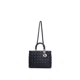 Dior lady dior navy leather handbag