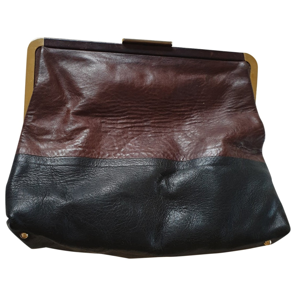 Marni brown leather clutch bag