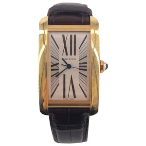 Cartier tank américaine brown yellow gold watch