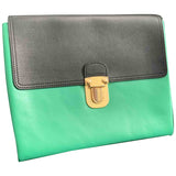 Marni green leather clutch bag