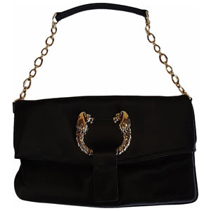Bvlgari black silk handbag