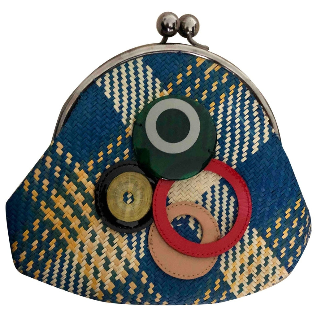 Marni blue wicker clutch bag