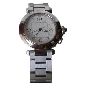 Cartier pasha silver steel watch