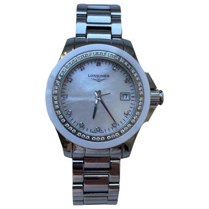 Longines conquest  silver steel watch