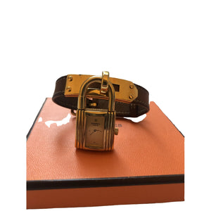 Hermès kelly brown gold plated watch