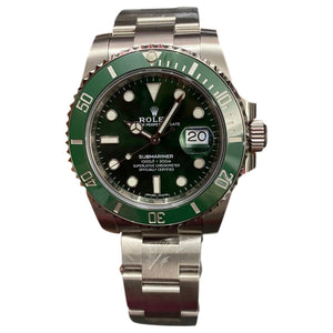 Rolex submariner green steel watch