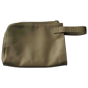 Bvlgari khaki leather travel bag
