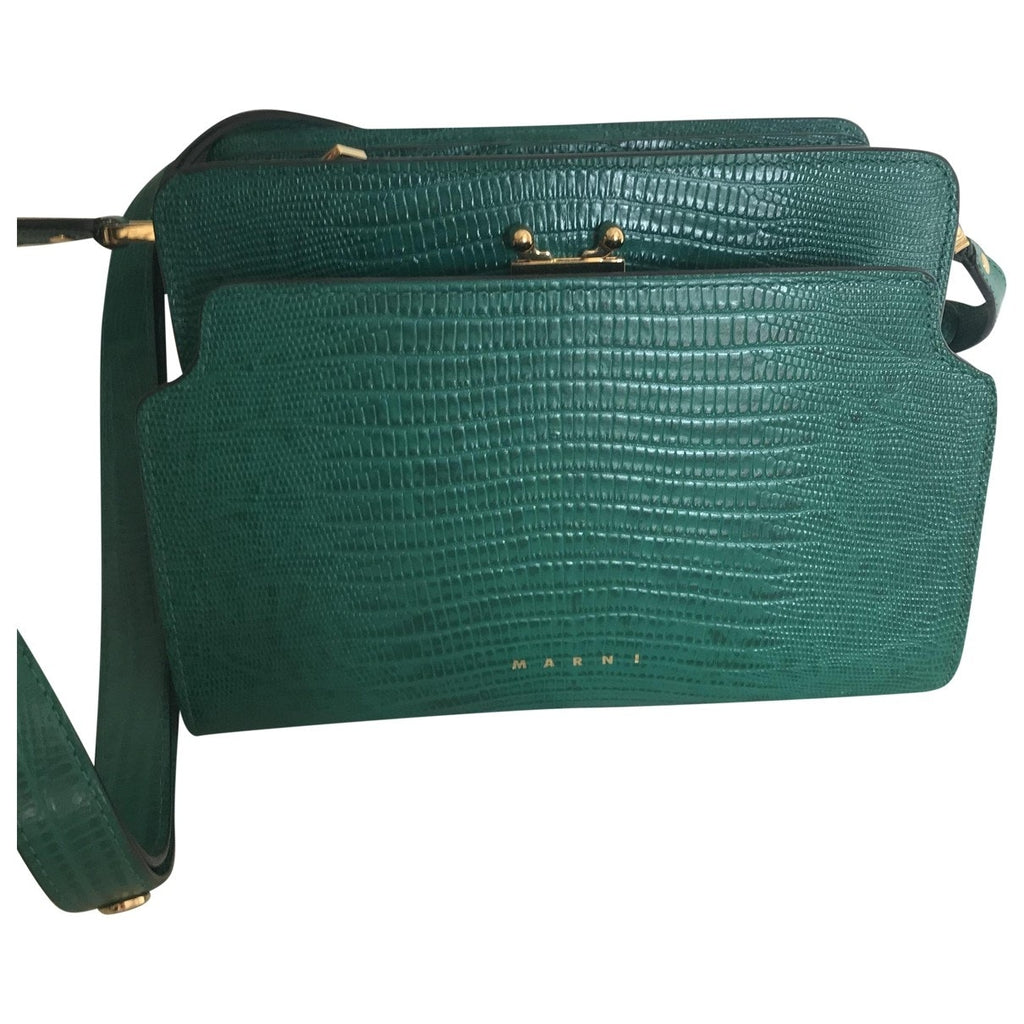 Marni trunk green leather handbag