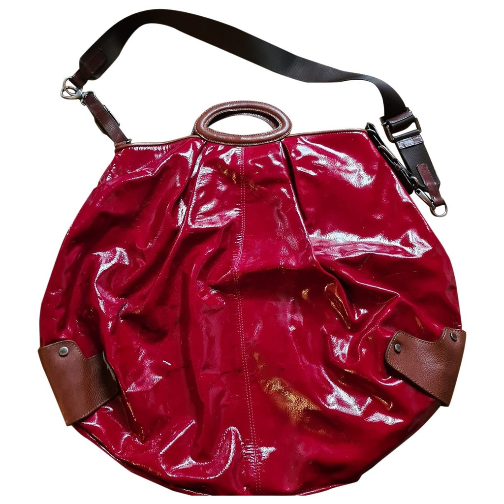 Marni red patent leather travel bag