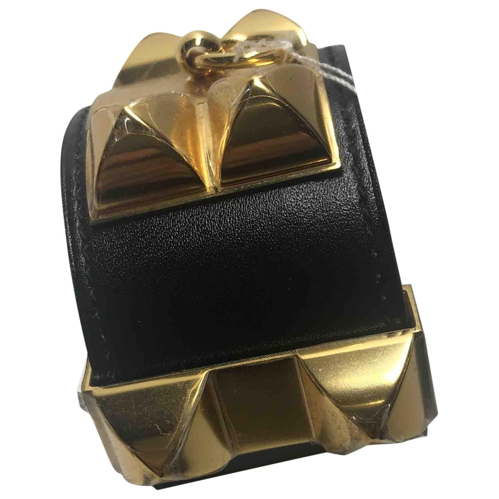Hermès collier de chien  black leather bracelets