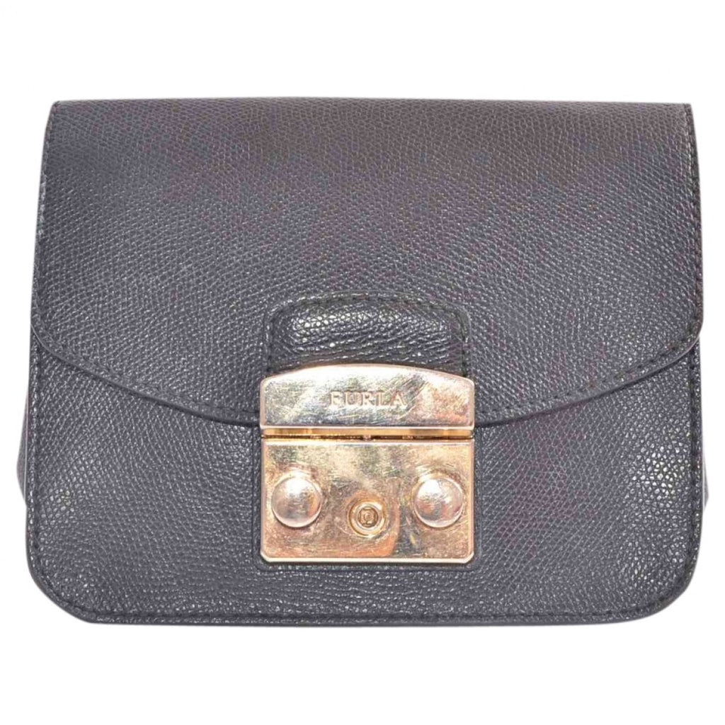 Furla metropolis black leather clutch bag