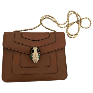 Bvlgari serpenti brown leather handbag