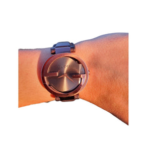 Gucci interlocking brown steel watch
