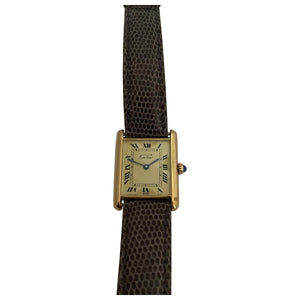 Cartier tank must gold silver gilt watch