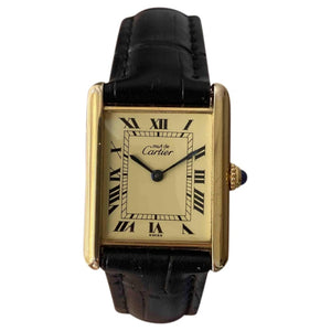 Cartier tank must gold silver gilt watch