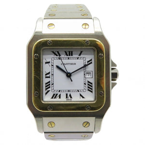 Cartier santos galbée silver gold and steel watch