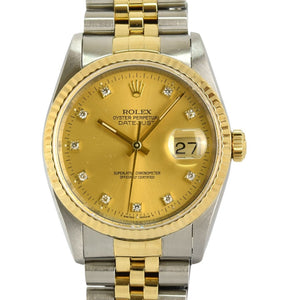 Rolex datejust 36mm gold gold and steel watch