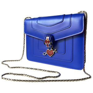 Bvlgari serpenti blue leather handbag