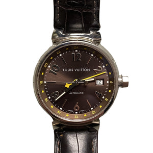 Louis Vuitton tambour brown steel watch