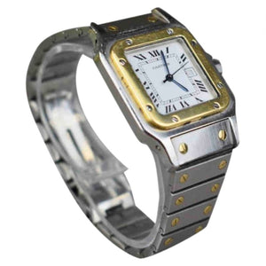Cartier santos galbée silver gold and steel watch