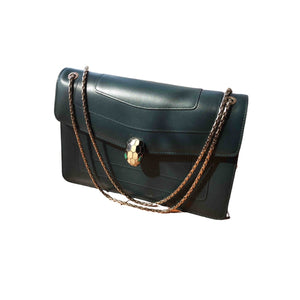Bvlgari serpenti green leather handbag