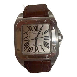 Cartier santos 100 brown steel watch