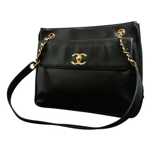 Chanel black leather handbag
