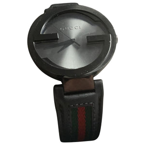 Gucci interlocking black steel watch