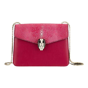 Bvlgari serpenti pink leather handbag