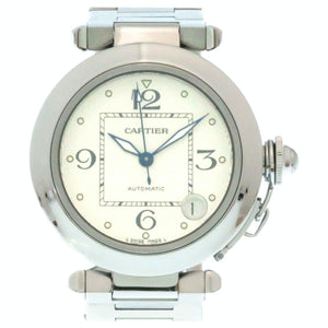 Cartier pasha silver steel watch