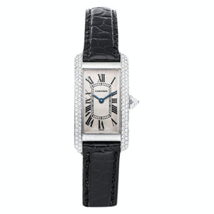 Cartier tank américaine silver white gold watch