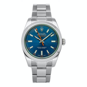 Rolex milgauss blue steel watch