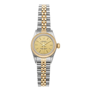 Rolex lady oyster perpetual 24mm metallic steel watch
