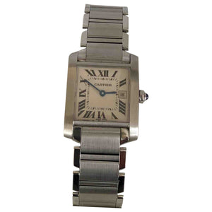 Cartier tank française silver steel watch