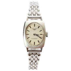 Longines flagship white steel watch