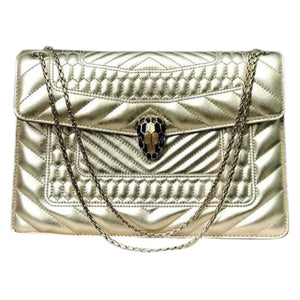 Bvlgari serpenti gold leather handbag