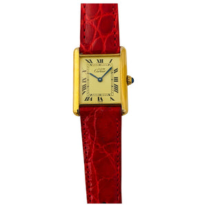 Cartier tank must gold silver gilt watch