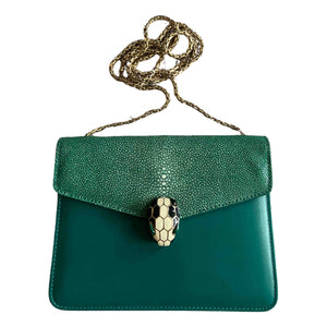 Bvlgari serpenti green stingray handbag