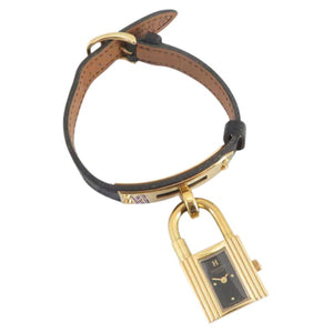 Hermès kelly black gold plated watch