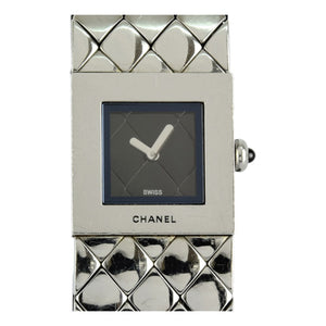Chanel matelassée black steel watch