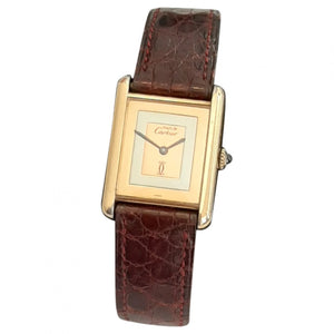 Cartier tank must gold silver gilt watch